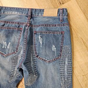 Vtg Thrashed Grunge Destroyed Streetwear Y2K Straight Reverb Jeans Mens 32x27